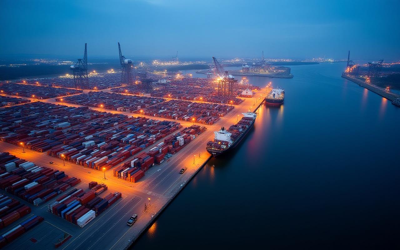Savannah Georgia port and logistics activity aerial view